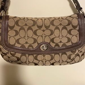 Vintage Coach Chelsea Khaki Signature Brown Leather Braided Flap Shoulder Purse